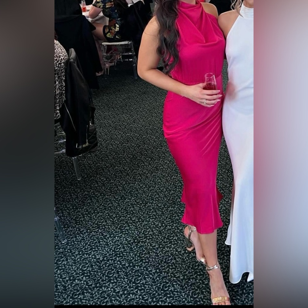 Hot Pink Satin Dress Size S (4-6)